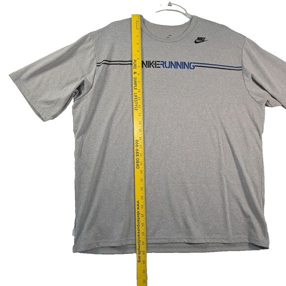 Nike Running Shirt Dri-Fit Men's Size XL Lightweight Grey Spellout - Picture 6 of 8